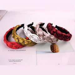 Solid Braided Hair Hoop Silk Headband Hair Accessory For Mother's Gift