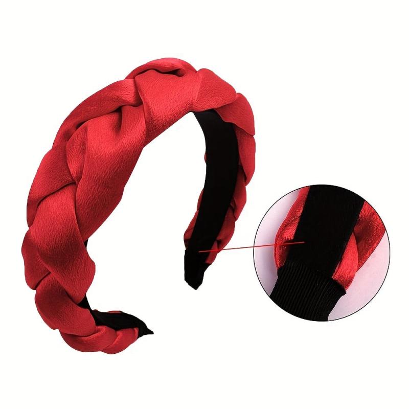 Solid Braided Hair Hoop Silk Headband Hair Accessory For Mother's Gift