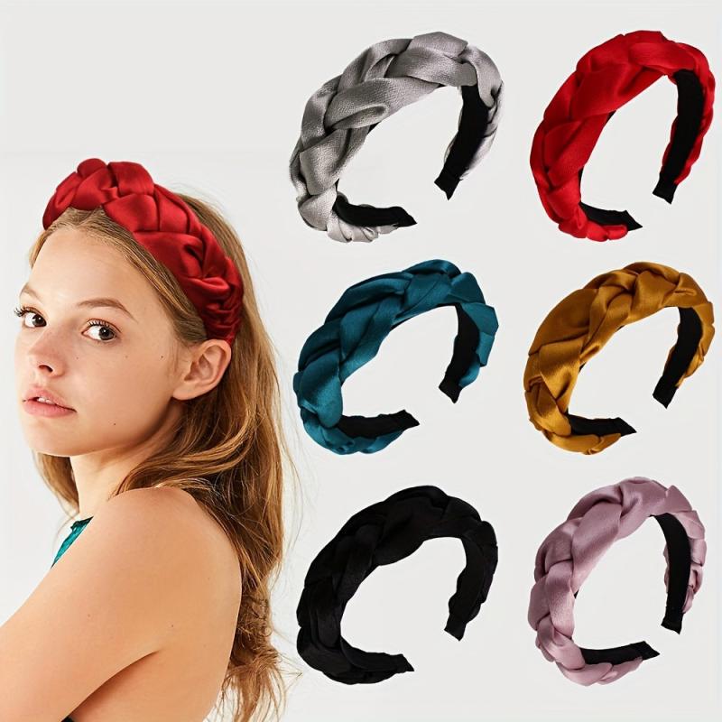 Solid Braided Hair Hoop Silk Headband Hair Accessory For Mother's Gift