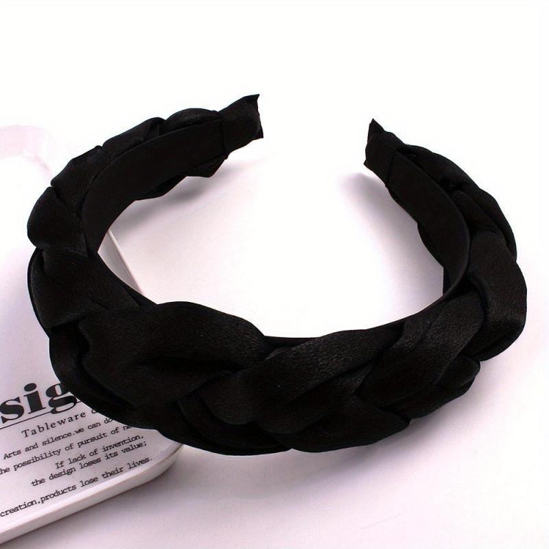 Solid Braided Hair Hoop Silk Headband Hair Accessory For Mother's Gift