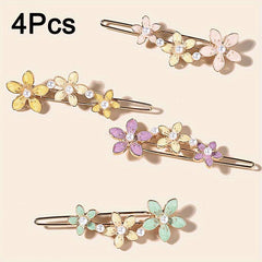 4pcs Flower Hair Pin Clip Summer Barrette Hair Slides Clip