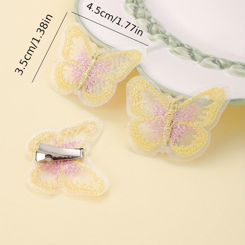 10pcs Yellow Butterfly Hair Clip Embroidered Duck Billed Clip for Women Girls