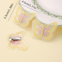 10pcs Yellow Butterfly Hair Clip Embroidered Duck Billed Clip for Women Girls