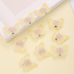 10pcs Yellow Butterfly Hair Clip Embroidered Duck Billed Clip for Women Girls