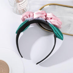Rose Leaves Headband Wide Brimmed Satin Flower Headdress