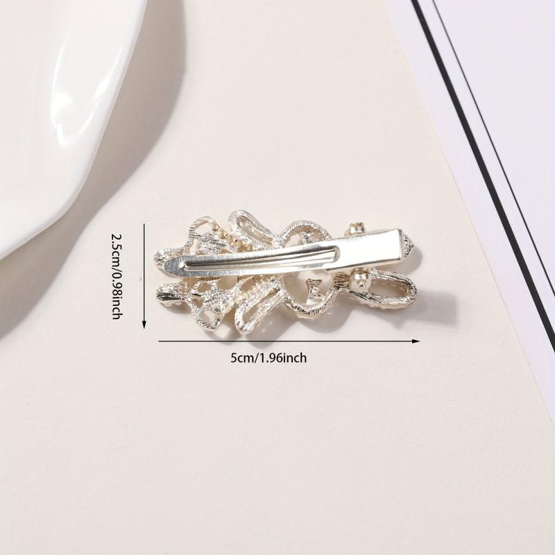 Rabbit Hair Clip Faux Pearl Rhinestone Decor Duck Billed Clip Alloy Hair Clip