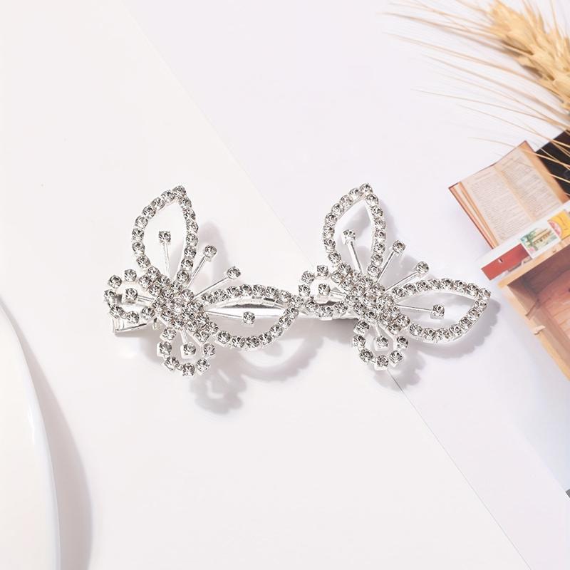 Rhinestone Butterfly Hair Clip Barrette Hair Slides Clip for Women Girls
