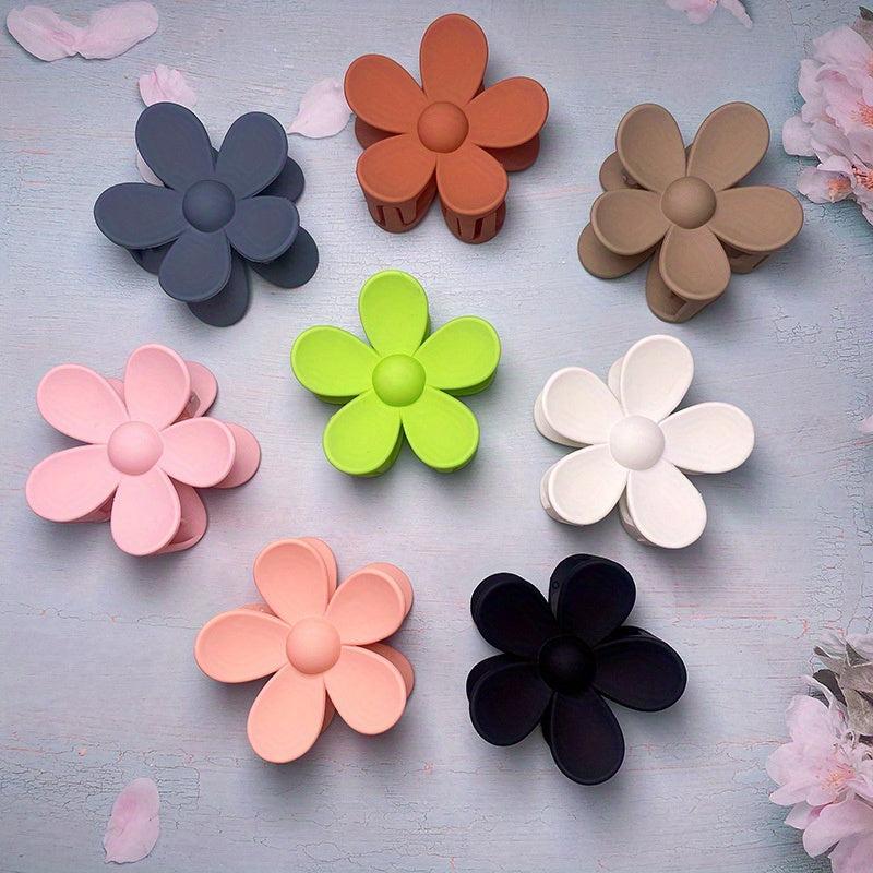8 Pcs Frosted Flower Hair Claw Solid Style Women Girls Sweet Hair Clip
