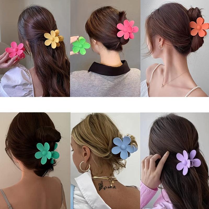 8 Pcs Frosted Flower Hair Claw Solid Style Women Girls Sweet Hair Clip