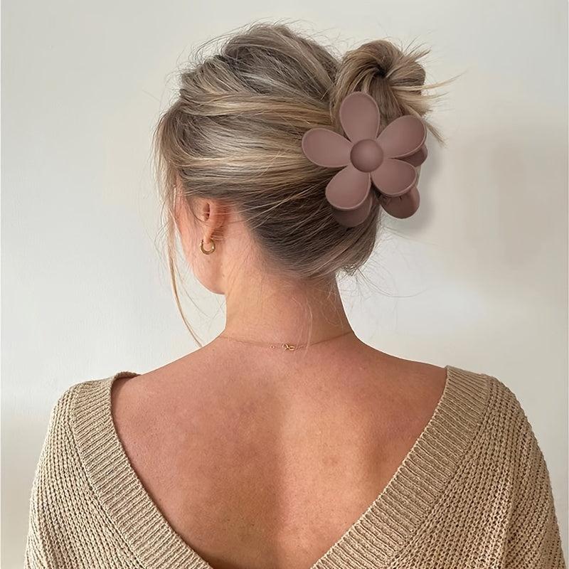 8 Pcs Frosted Flower Hair Claw Solid Style Women Girls Sweet Hair Clip