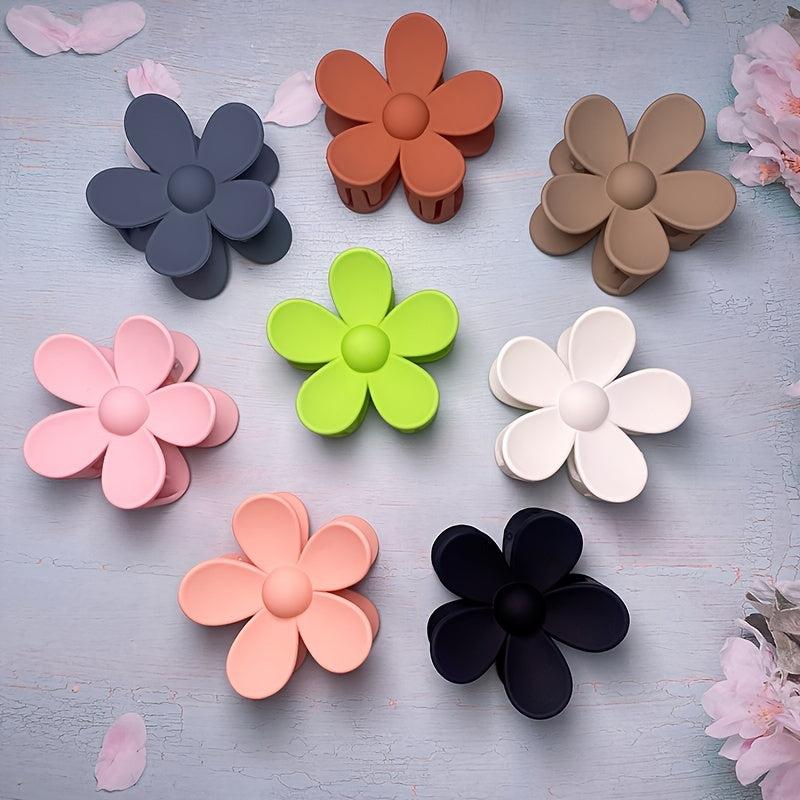 8 Pcs Frosted Flower Hair Claw Solid Style Women Girls Sweet Hair Clip