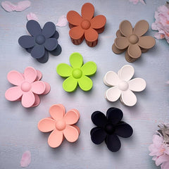 8 Pcs Frosted Flower Hair Claw Solid Style Women Girls Sweet Hair Clip