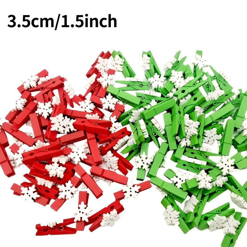 Snowflake Wooden Clips Party Photo Wall Clip DIY Ornaments Xmas Tree Christmas