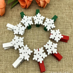 Snowflake Wooden Clips Party Photo Wall Clip DIY Ornaments Xmas Tree Christmas
