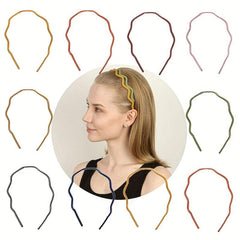 9pcs Thin Wavy Headband Solid Hair Band Toothed Head Band Hair Accessories