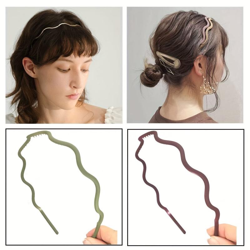 9pcs Thin Wavy Headband Solid Hair Band Toothed Head Band Hair Accessories