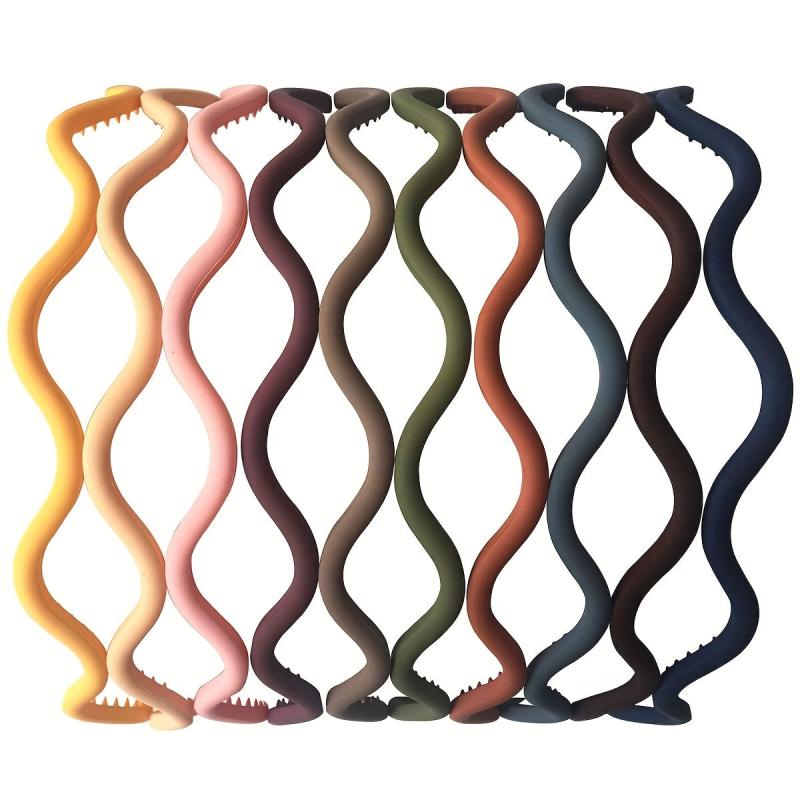 9pcs Thin Wavy Headband Solid Hair Band Toothed Head Band Hair Accessories