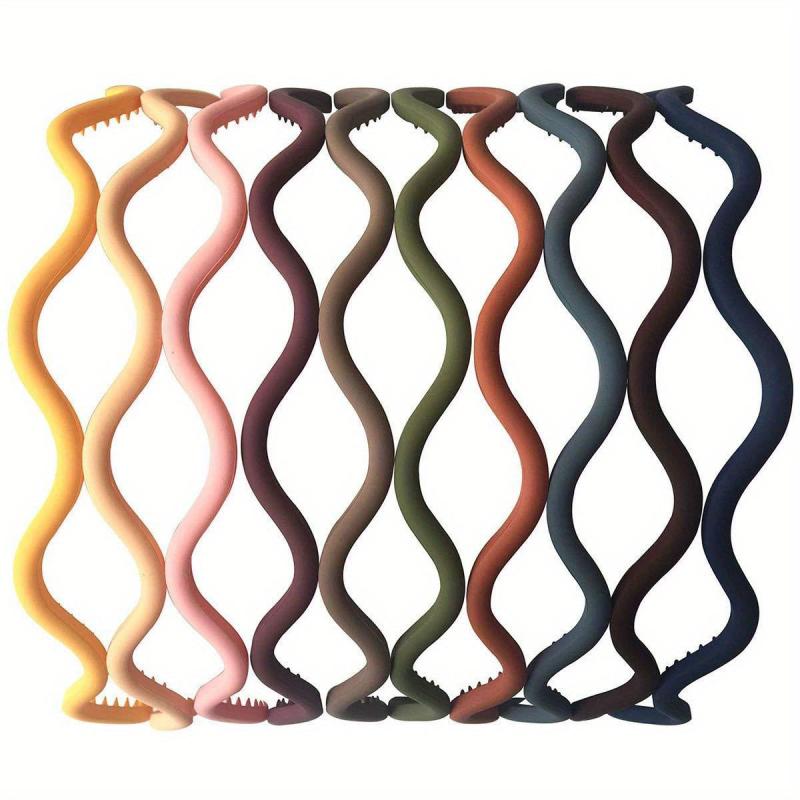 9pcs Thin Wavy Headband Solid Hair Band Toothed Head Band Hair Accessories