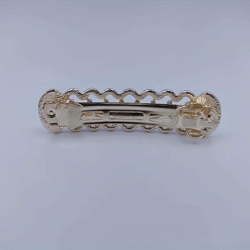 Geometric Hair Clip French Barrette Faux Pearl Rhinestone Hairpin