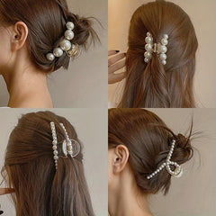 5 PCS Faux Pearl Hair Claw Large Shark Claw Head Jewelry Ponytail Holder
