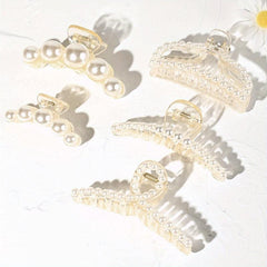5 PCS Faux Pearl Hair Claw Large Shark Claw Head Jewelry Ponytail Holder