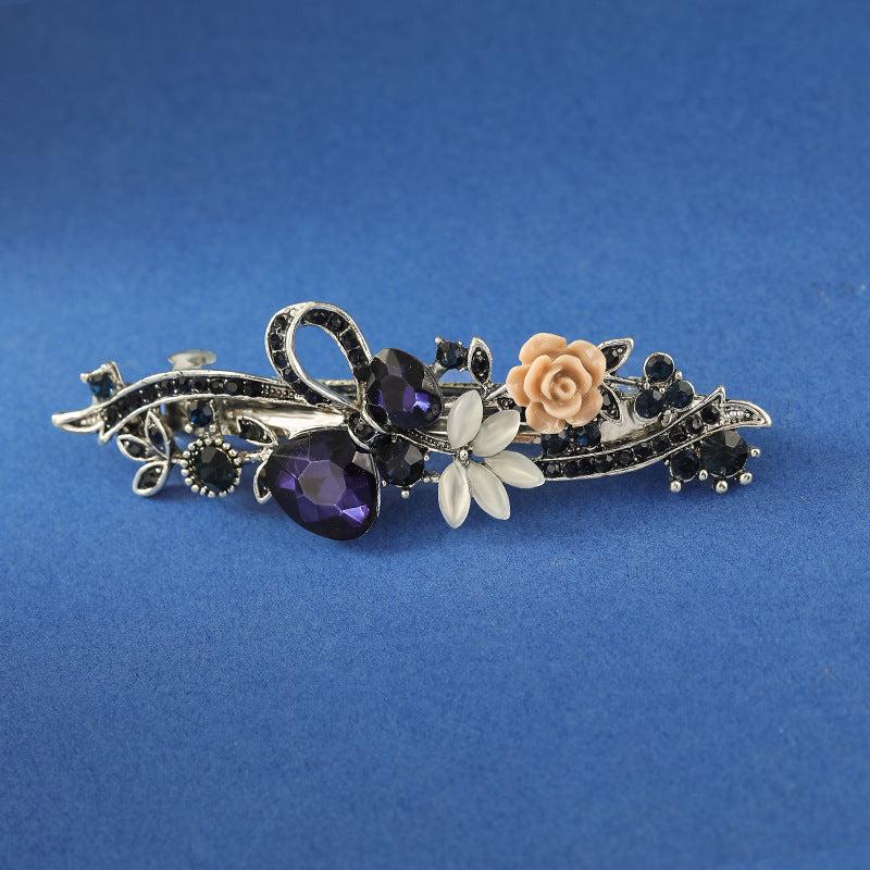 Crystal Carving Flower Hair Clips Vintage Spring Hair Pins
