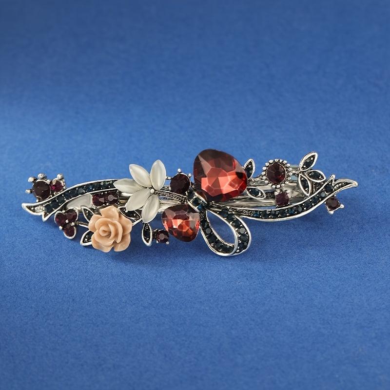 Crystal Carving Flower Hair Clips Vintage Spring Hair Pins