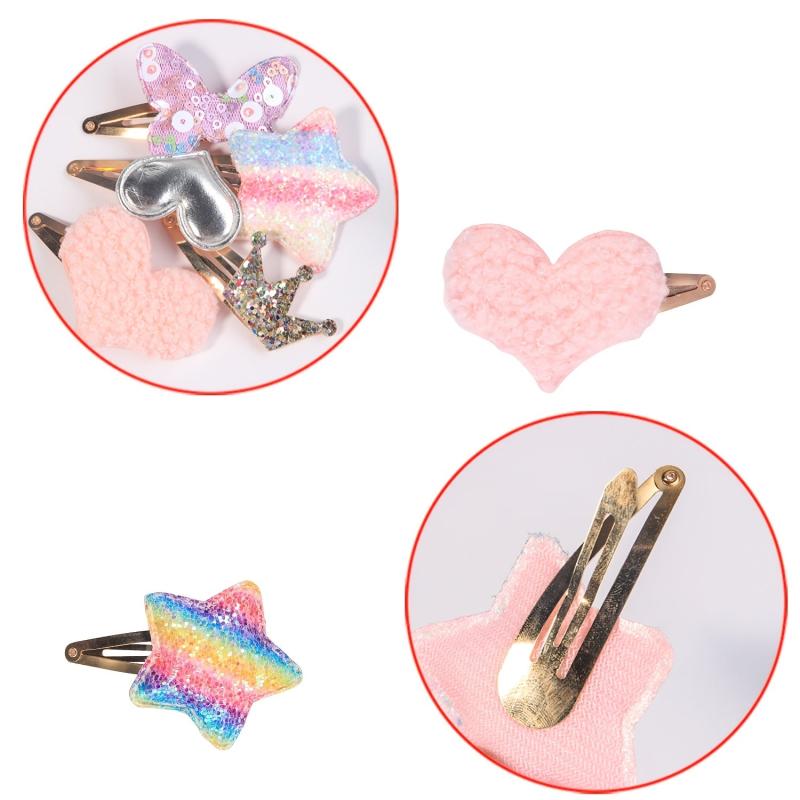Small Colored Hair Clips Star Heart Shaped Hair Pins
