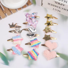 Small Colored Hair Clips Star Heart Shaped Hair Pins