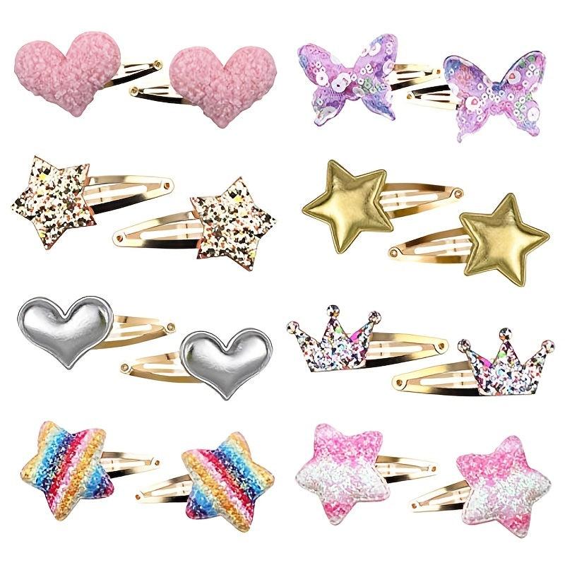 Small Colored Hair Clips Star Heart Shaped Hair Pins