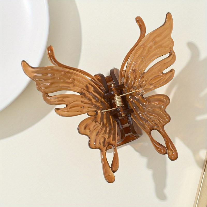 Colorful Translucent Butterfly Hair Claw Strong Hold Women's Shark Claw