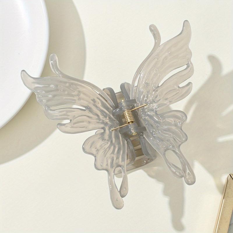 Colorful Translucent Butterfly Hair Claw Strong Hold Women's Shark Claw