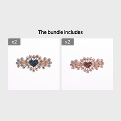 Sparkly Flower Peacock Hair Barrettes Crystal Hair Clips