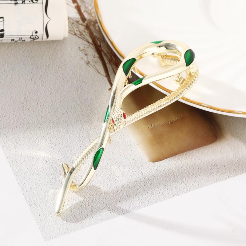 Green Snake Twisting Clip Punk Metal Headwear Hair Accessories For Women