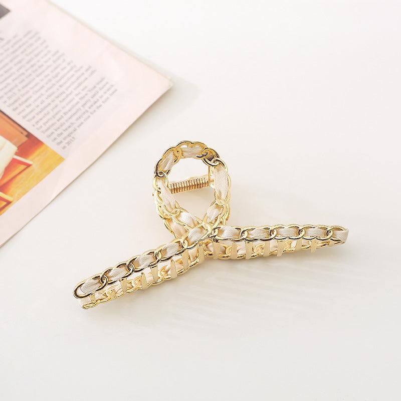 Metal Chain Hair Claw Clips Golden Non Slip Strong Grip Jaw Clip Thick Hair