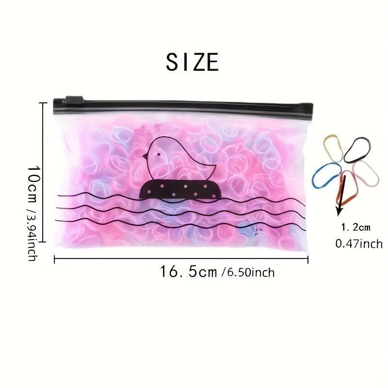 1000pcs Colorful Hair Ties Storage Bag Elastic Hair Accessories