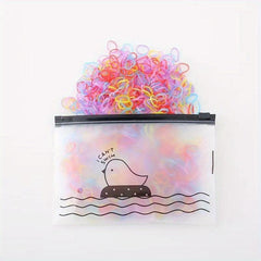 1000pcs Colorful Hair Ties Storage Bag Elastic Hair Accessories