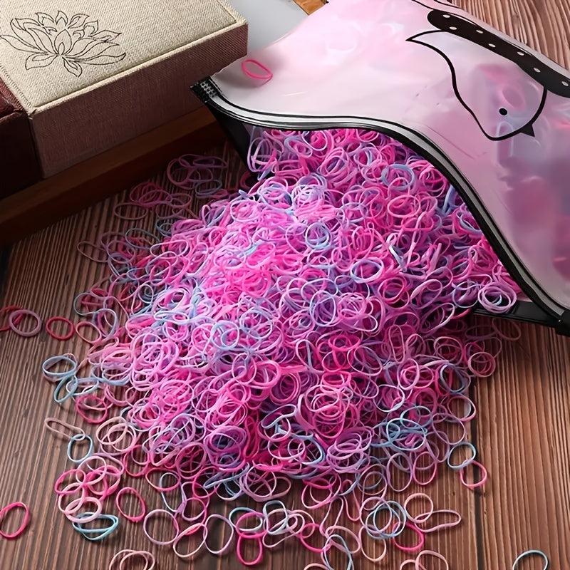 1000pcs Colorful Hair Ties Storage Bag Elastic Hair Accessories