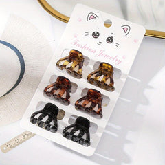 6 Pcs Matte Texture Mini Hair Clips Bow Barrette Accessories