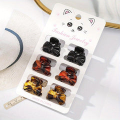 6 Pcs Matte Texture Mini Hair Clips Bow Barrette Accessories