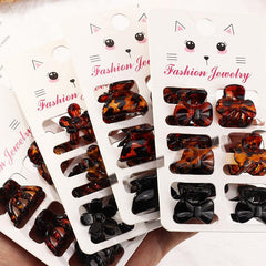 6 Pcs Matte Texture Mini Hair Clips Bow Barrette Accessories