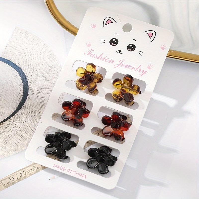 6 Pcs Matte Texture Mini Hair Clips Bow Barrette Accessories