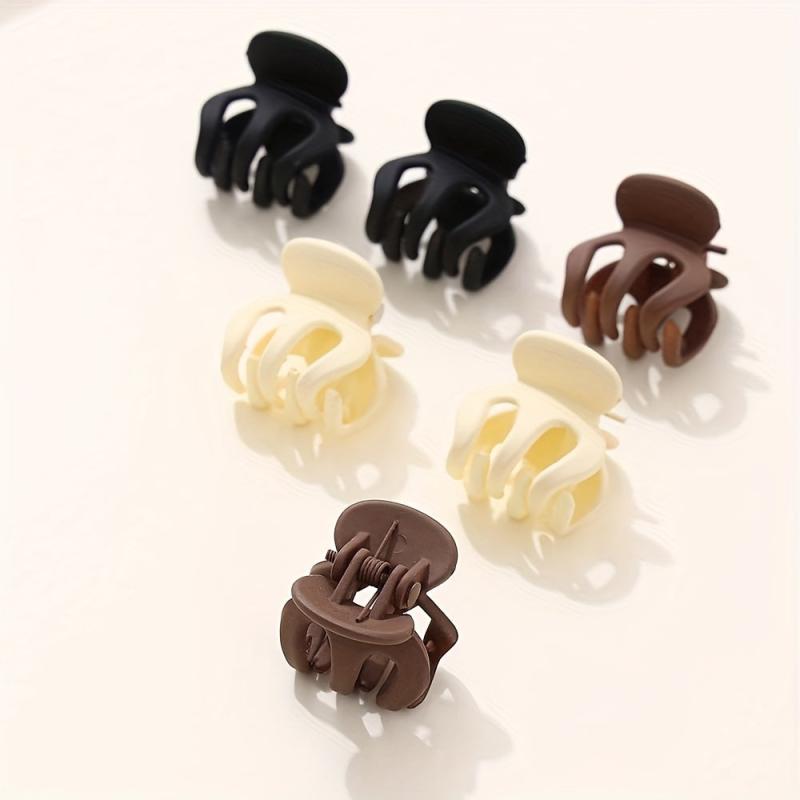 6pcs Mini Octopus Hair Claw Solid Hair Clip Style Shark Claw for Women Girls
