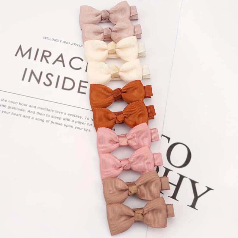 10 Pairs Mini Hair Bowknot Clips Ribbon Barrettes Hair Accessories for Girls