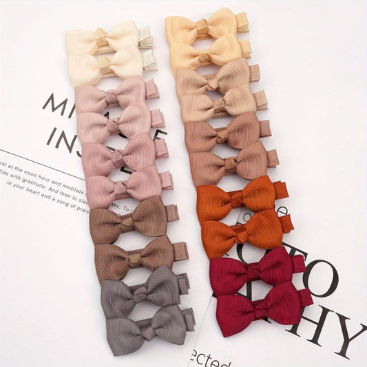10 Pairs Mini Hair Bowknot Clips Ribbon Barrettes Hair Accessories for Girls