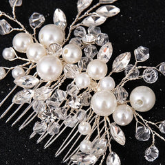 Faux Pearl Bridal Hair Comb Crystal Head Jewelry