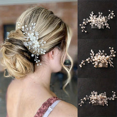 Faux Pearl Bridal Hair Comb Crystal Head Jewelry
