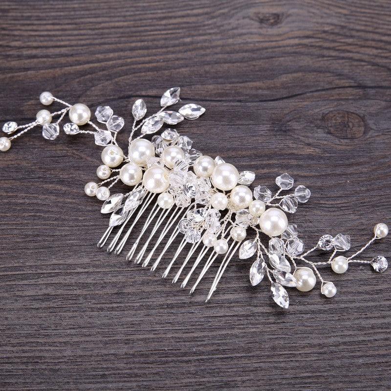 Faux Pearl Bridal Hair Comb Crystal Head Jewelry