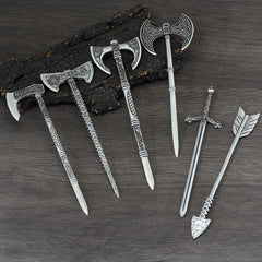 Viking Celtic Hair Clip Silvery Ax Hairpin Witch Sword Hair Stick Amulet