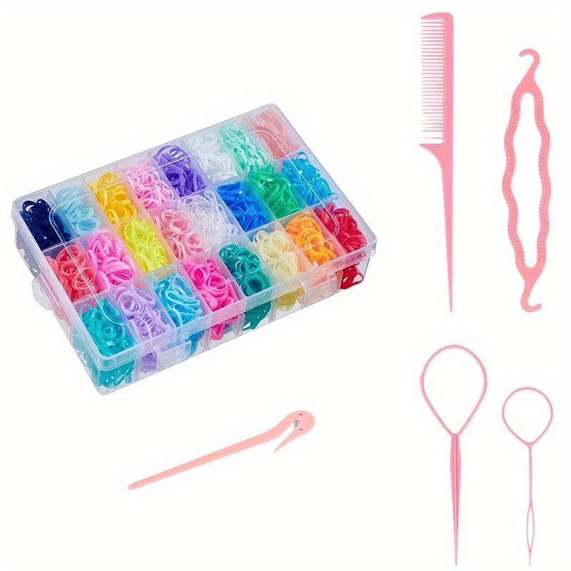 2000pcs Kids Hair Accessories Set Rubber Band Cutter Comb Hair Styling Tools